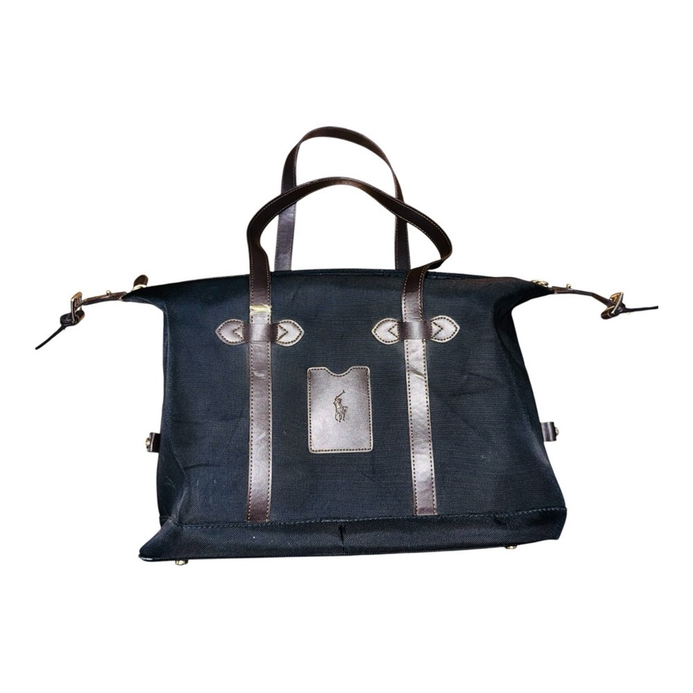 Ralph Lauren Black Duffel Bag with Leather Handles